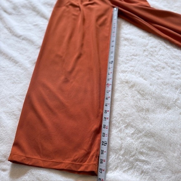 Halara High Waisted Wide Leg Pleated Trousers Rust Orange XS Regular New - Picture 5 of 7